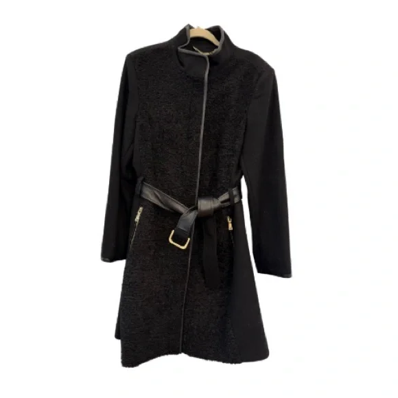 Vince Camuto Black Teddy Jacket with Belt - Picture 1 of 4